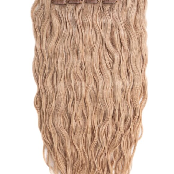 Glam Seamless 22" Dirty Blonde Beach Wave Clip-In Hair Extensions - Picture 1 of 9
